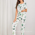 2020 Best selling monsoon women shorts two piece pants sets causal luxury cartoon cute printed summer sleepwear pajamas